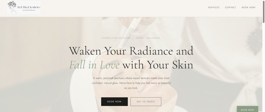 Botanical Aesthetics website hero section
